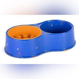 The Dodo Bamboo Double Diner Bowl with Removable Slow Feeder NEW